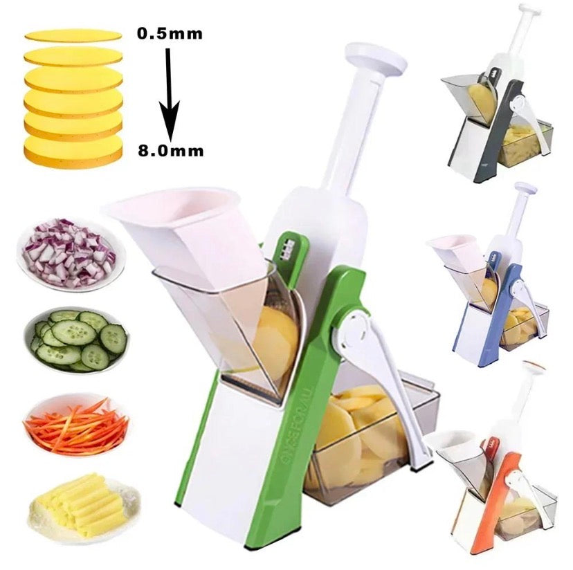 6-in-1 Adjustable Manual Vegetable Slicer & Potato Cutter – Multi-Blade Kitchen Chopper