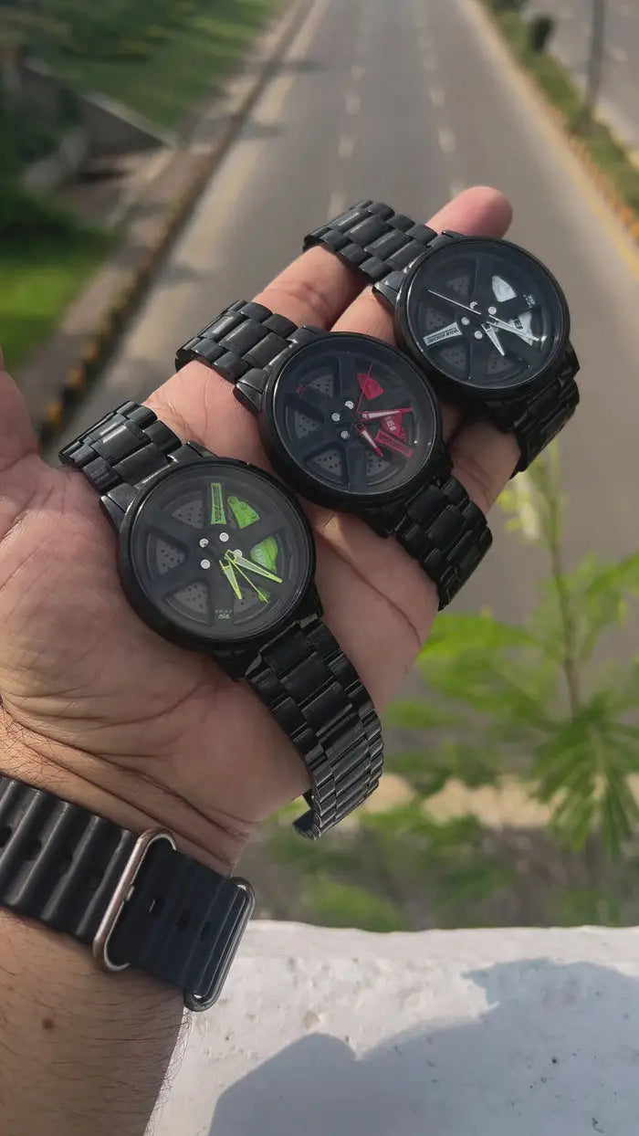Luxury Rotating Wheel Rim Watch – Premium Men’s Sports Wristwatch
