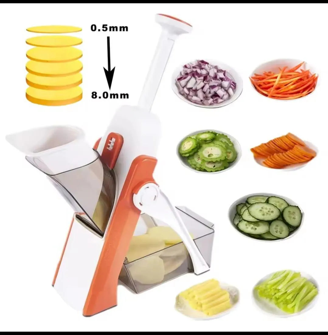 6-in-1 Adjustable Manual Vegetable Slicer & Potato Cutter – Multi-Blade Kitchen Chopper