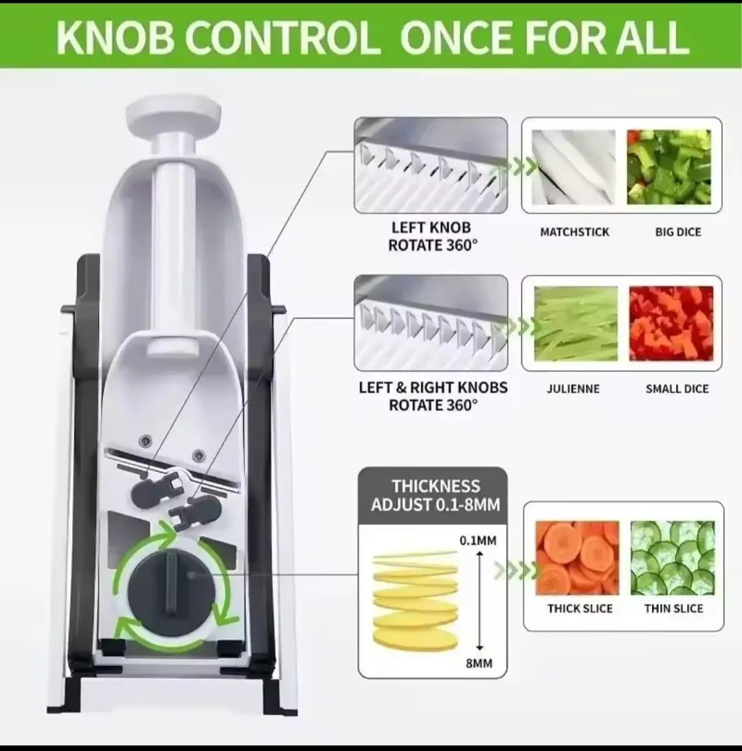 6-in-1 Adjustable Manual Vegetable Slicer & Potato Cutter – Multi-Blade Kitchen Chopper