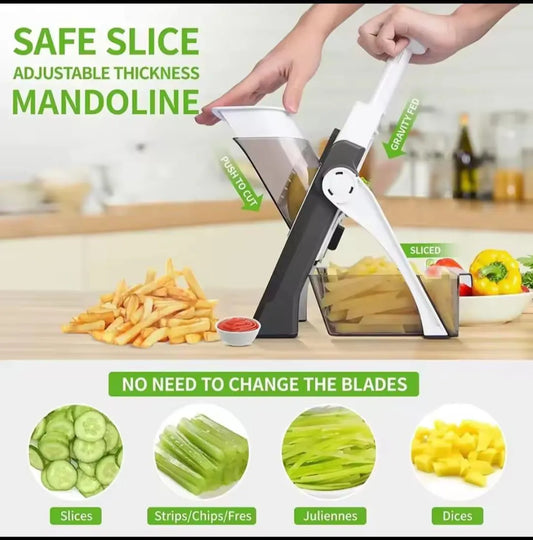 6-in-1 Adjustable Manual Vegetable Slicer & Potato Cutter – Multi-Blade Kitchen Chopper