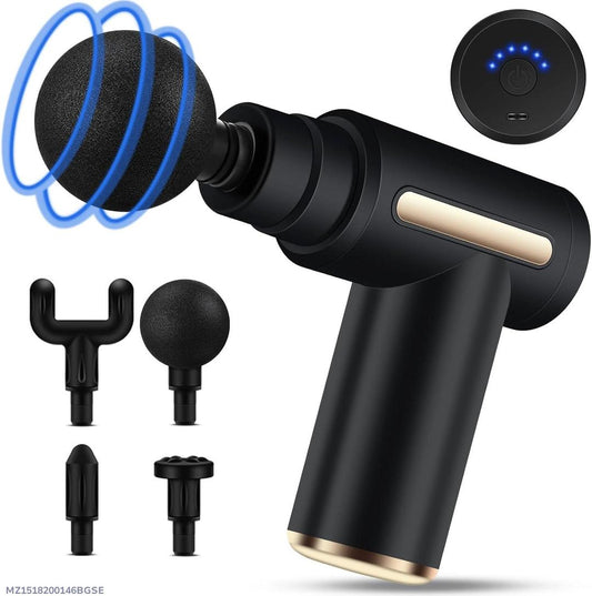 Portable Deep Tissue Massage Gun – Rechargeable Muscle Massager with 4 Interchangeable Heads