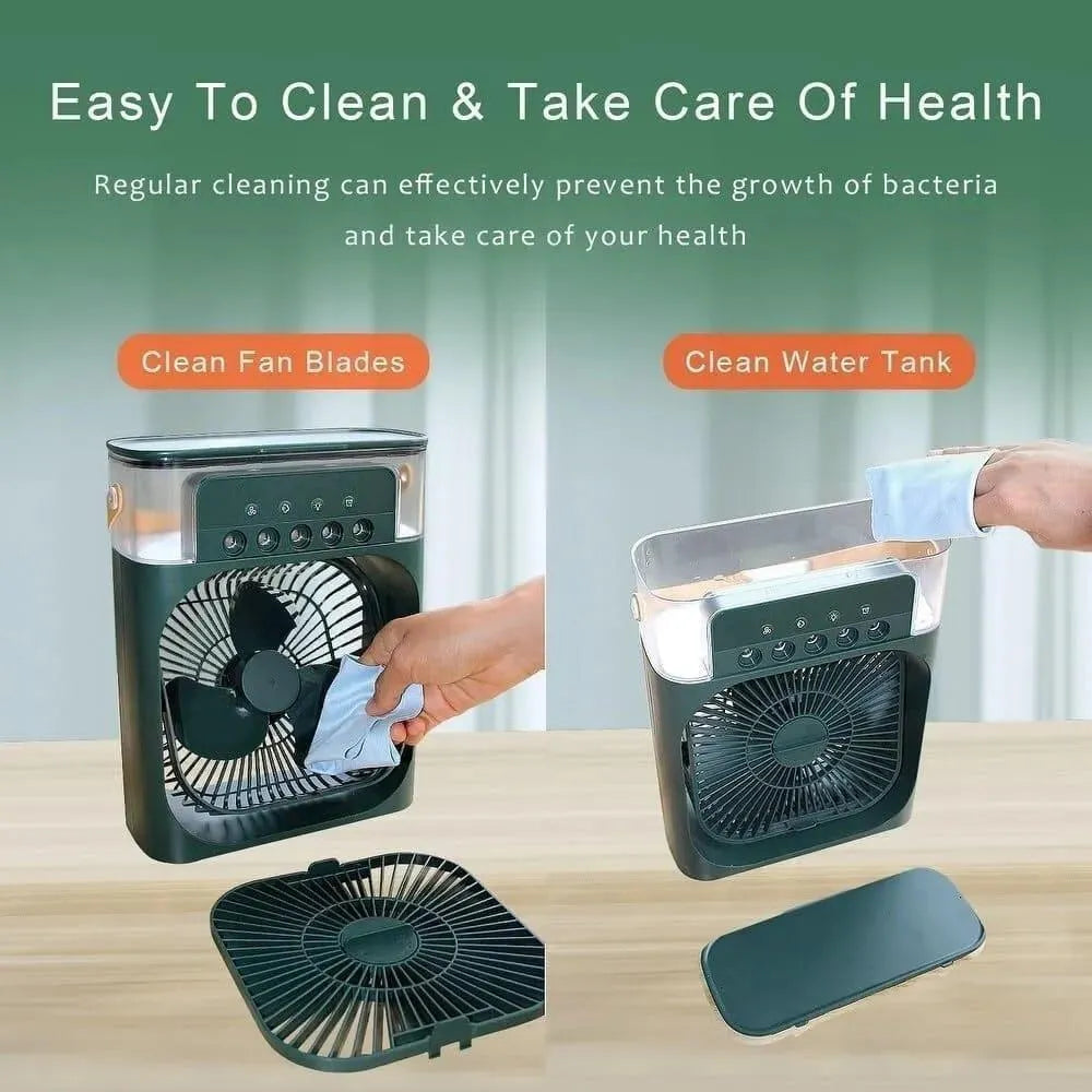 Portable Mini Air Cooler – 3-in-1 Cooling Fan with Water Tank & Mist Function