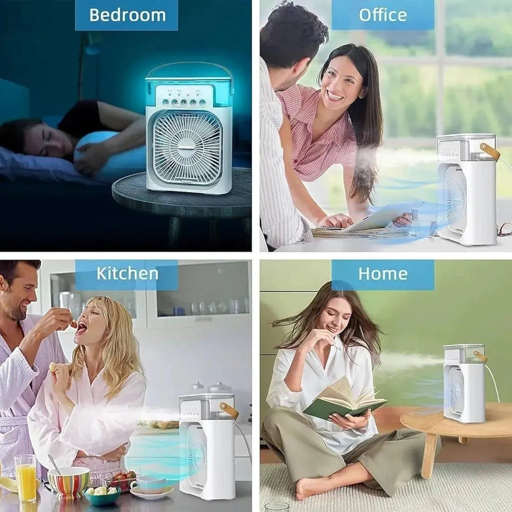 Portable Mini Air Cooler – 3-in-1 Cooling Fan with Water Tank & Mist Function
