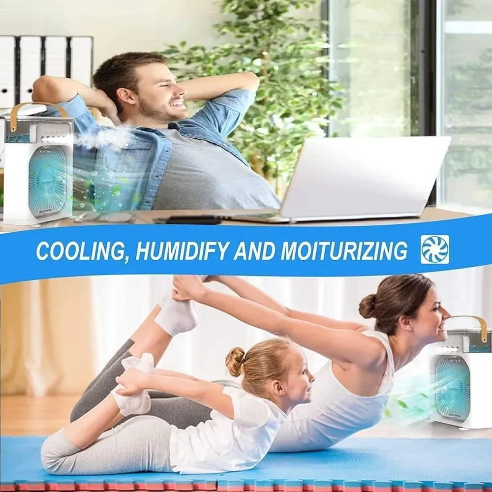 Portable Mini Air Cooler – 3-in-1 Cooling Fan with Water Tank & Mist Function