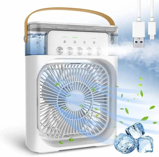 Portable Mini Air Cooler – 3-in-1 Cooling Fan with Water Tank & Mist Function