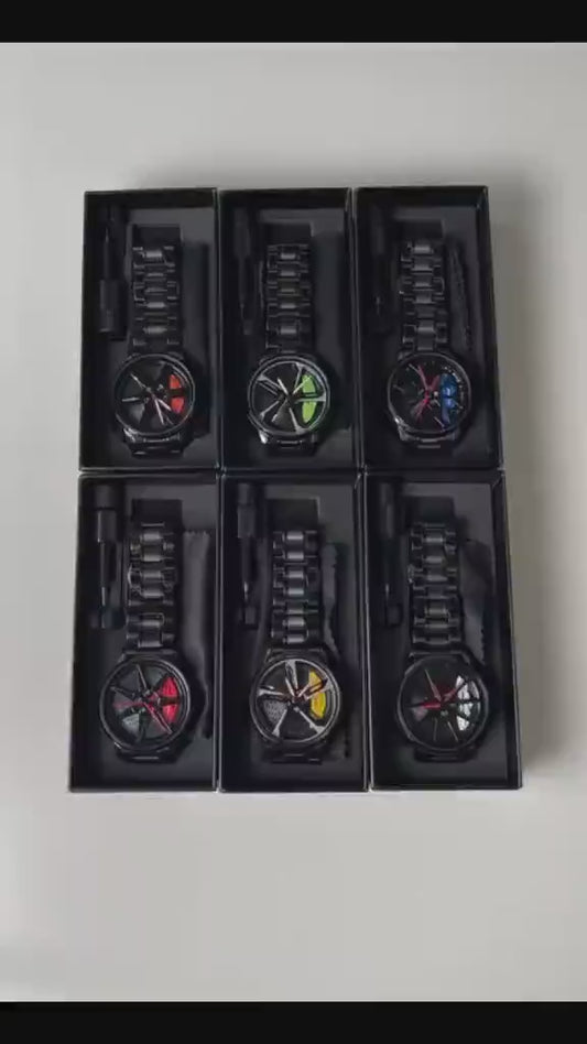 Luxury Rotating Wheel Rim Watch – Premium Men’s Sports Wristwatch